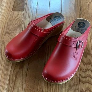 Troentorp Red Raphael Open Back Clogs New